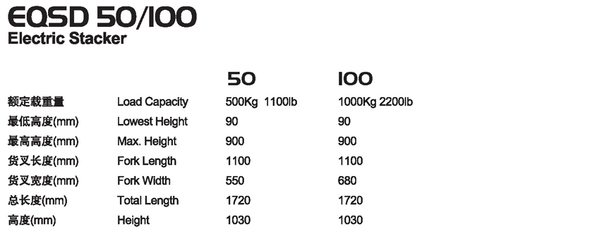 半電動(dòng)堆高車 EQSD 50/100 半電動(dòng)堆高車 EQSD 50/100